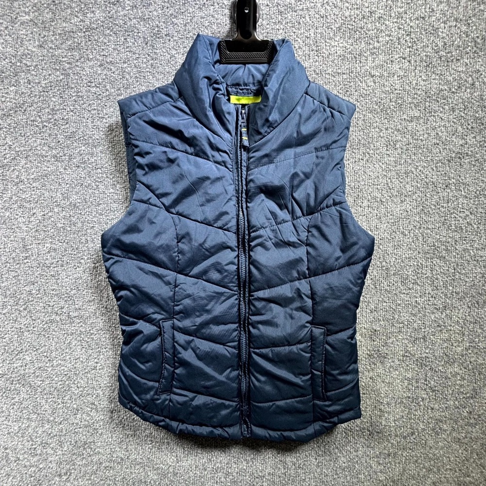 Aeropostale Quilted Vest Women's S Navy Blue Full Zip Sleeveless Pockets Winter